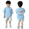 Camiseta Redonda con Estampado de Dibujos Animados Estilo Coreano para Niños Medianos y Grandes, Camiseta de Manga Corta Transpirable Casual para Niños, Camiseta Básica de Verano para Niños