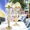 Castiçal de Cristal Novo Transfronteiriço Vaso Dourado Torcido Decoração para Jantar Ocidental Galvanoplastia Palco T Adornos de Estrada Lead Adereços de Casamento