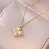 Collar para Mujer, Estilo Influencer Transfronterizo Flor de Girasol Circonita Giratorio Conjunto de Tres Piezas Decoración Collar de Acero de Titanio