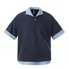Yidao Vintage 2026 Verão Nova Retro Xadrez Cleanfit Gola Lapela Manga Curta Unissex Marca Tendência Camiseta de Meia Manga