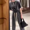 Traje de Moda Deportiva Salt para Mujer Verano Nuevo Holgado Estilo Coreano Nicho Manga Corta Moderno Casual Conjunto de Dos Piezas Pantalones Modernos