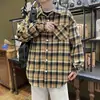 Camisa de manga larga para hombre, de invierno, moderna, estilo americano, ropa de trabajo, chaqueta de camisa a cuadros extragrande, ropa negra para hombre