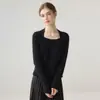 Estilo Retrô Francês|Elegante e Sexy! Kangsai Ni Malha 100% Pura Caxemira Suéter Feminino Justo que Valoriza a Silhueta