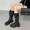 2026 Novas Botas Longas de Solado Grosso Estilo Britânico Botas Longas Femininas Outono Inverno Aumenta a Altura Botas de Motocicleta para Garotas Quentes Não Acima do Joelho Botas de Equitação