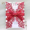 Tarjeta de Invitación de Boda Azul con Papel Dorado Brillante Exportado y Decoración de Corona, Tarjeta de Invitación Escultura de Papel Cortada con Láser en Stock