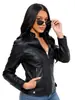 Moda europea y americana transfronteriza para mujer, AliExpress, chaqueta de cuero sintético con cuello alto, corte ajustado, prenda exterior ligera para primavera/otoño, chaqueta de motociclista para mujer