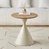 Mesa de Centro Pequena para Casa de Família Madeira Maciça Creme Mesa de Centro de Madeira Maciça Sala de Estar Apartamento Pequeno Combinação Moderna Simples Redonda Móvel