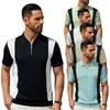 Nueva Camisa Polo de Manga Corta para Hombre de Comercio Exterior Transfronterizo, Moda de Verano para Hombres Jóvenes, Color Sólido, Bloques de Color Simples, Camiseta con Cuello de Solapa para Hombre