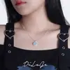 Collar Giratorio Ojo del Diablo de Plata de Ley S925 para Mujer, Completamente Incrustado con Cadena de Perlas Redondas de Circón Azul, Cadena de Clavícula de Lujo Ligero de Nicho Venta al por Mayor