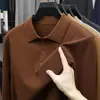 Camiseta de Punto para Hombre Moda de Negocios Polo de Punto Cuello Solapa Suéter de Color Sólido para Hombre Contiene Lana Tejido para Hombre