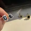 Aretes Cuadrados de Circonita Negra para Mujer, Lujo Accesible de Moda Diseño de Nicho Estilo Ins Exquisitos Pendientes