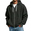 Chamarra con capucha de forro polar de color liso con cremallera completa para hombre, estilo europeo y americano transfronterizo, sudadera de moda casual versátil para hombre