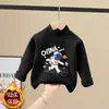 Blusa Masculina Estilosa de Manga Longa De Rong para Meninos Outono/Inverno 2026 Nova Camada Base Térmica Escovada Dupla Face Gola Alta
