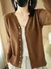 Cárdigan Suéter de Punto Retro Otoño Estilo Americano Prendas de Punto Talla Grande Top Patchwork Manga Larga para Mujer