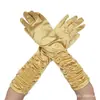 Luvas de Casamento para Noivas Luvas de Performance de Palco com Efeito Amassado Luvas de Casamento Cetim Luvas de Cetim