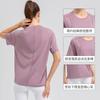 Camiseta Esportiva Feminina de Verão Solta com Mangas Curtas, Secagem Rápida, Respirável, para Corrida, Fitness, Roupas de Yoga que Absorvem a Umidade 32236