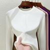 Camiseta Térmica de Cuello Redondo para Mujer, Nuevo Estilo Primavera/Verano 2026, Forro Polar Integrado por Ambos Lados, Engrosada, Corte Ajustado, Manga Larga, Ropa Interior