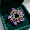 Broche Corona de Strass Ojo de Caballo Colorido Retro Aleación Incrustado Strass de Color Pin Redondo Traje Abrigo Vestido Broche de Solapa Fábrica