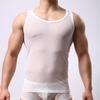 Novo colete de malha masculino estilo coreano confortável design respirável nylon estilo moderno sem mangas secagem rápida top de manga curta