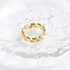 Anillo de Oro de 18K con Enlace de Tejido Hueco Cruzado Anillo Geométrico Hueco de Acero de Titanio Moda Europea y Americana