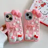 Colgante de Lazo Rosa Gato Kt iPhone 17 Apple 16 Adecuado para Funda de Teléfono 14/15Pro Max Anticaídas 13