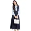 Primavera 2026 Nuevo Chaleco de Alta Gama para Maestra Vestido Traje de Entrevista Azul Marino Vestido Profesional para Mujeres