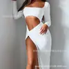 Exclusivamente para el Mercado Europeo, el Vestido de Color Sólido con Abertura y Escote Cuadrado Hueco Estilo Chica Picante 2025 Otoño Más Vendido de Amazon