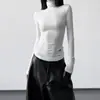 Camiseta Blanca de Cuello Alto y Manga Larga para Mujer, Corte Ajustado, Estilo Básico, Elegante y Adecuada para el Trabajo, Cuello Cuadrado
