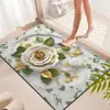 Tapete de Chão Absorvente Secagem Rápida para Banheiro com Florais em Relevo, Suave de Terra de Diatomáceas, Antiderrapante para Entrada do Banheiro