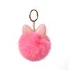 Lindo llavero con colgante de bola de pelo y orejas de conejo de moda, colgante de peluche para bolso de escuela, regalo para bolso de mujer, disponible al por mayor.