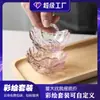Plato de Salsa de Vidrio Hecho a Mano, Plato de Condimento para Barbacoa, Plato de Vinagre para el Hogar, Salsa para Fondue, Plato de Pétalo de Flor de Cerezo Japonés al por Mayor