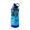 Taza de agua deportiva de gran capacidad para verano, vaso de plástico para fitness, botella de agua a prueba de explosiones y resistente a caídas para exteriores con asa, taza espacial
