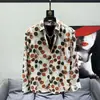 Camisa Casual Masculina e Feminina com Estampa de Bolinhas por Toda a Peça Estilo Outono de Hong Kong Retrô Gola Pontuda Manga Longa Popular Versátil Solta