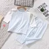Cardigan de verano para niños de nueve cuartos traje pijamas de bebé ropa para aire acondicionado fino para recién nacidos traje de dos piezas de manga corta dividida