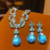 Conjunto de Duas Peças de Luxo Acessível Francês Pingente Flor Zircônia Corrente de Suéter Nicho Alto Padrão Exquisito Elegante Colar para Mulheres