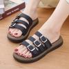 Verano Ropa Exterior Pantuflas Gruesas Sandalias Casuales Boken con Hebilla de Cinturón para Mujer Fondo Suave Pantuflas Planas para Casa