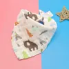 Bebê Desenho Animado 8 Camadas Gaze Botão Triângulo Babador Absorvente Bebê Algodão Estampado Toalha Antiderrapante