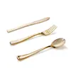 Faca, Garfo e Colher de Plástico Estilo Ocidental Banhados a Ouro Rose e Prata para Bolo de Banquete de Casamento, Garfo de Plástico, Talheres, Sobremesa