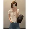 Item Mais VendidoCardigã de Tricô com Manga Curta, Textura Vazada, para Mulheres, Verão 2026, Estilo Coreano, Peça Versátil 61095