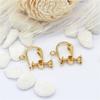 Aretes de tornillo simples Zhongxing, clip para oreja sin dolor, forma de U, baño de oro real de 14K, retención de color, accesorios hechos a mano para DIY