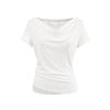 25 Novas Camisetas de Verão Femininas Americanas Puro Luxo Sexy Sexy Gola Drapeada Costura de Renda Assimétricas Falsas Duas Peças Manga Curta