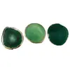 Rodajas de Ágata Natural, Rodajas Decorativas de Paisaje con Borde Dorado Verde, Posavasos de Café, Paleta, Almohadillas para Manicura, Rodajas de Piedra Cruda