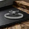 Pulseira Conjunto Mais Vendido Zircônia Branca Pulseira com Fio Ajustável Masculina Nicho Fileira Única Strass Fileira Dupla Strass Joia de Mão Amazon