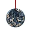 Cross-border New Hot Sale American Christmas Boneco de neve Alce Árvore de Natal Pingente Decorações Redondas Penduradas Acrílico