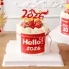 Hola2026 Pegatinas de Feliz Año Nuevo Decoración para Pastel Año del Caballo Fuegos Artificiales de Nochevieja Topper Insertable Acrílico