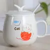 Caneca Cerâmica Personalizada com Tampa e Colher Caneca para Casal Fashion Caneca de Casa Caneca Fofa para Chá para Homens e Mulheres
