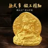 Cinco Budas: Tara Verde, Ksitigarbha, Buda de la Medicina, Maestro del Loto, Dios Amarillo de la Riqueza, Ocho Dioses Guardianes, Adorno de Estatua de Buda de Arcilla Blanca Frotada con Oro