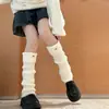 Piscina de caída tejida ~ cubierta de pierna blanca tejida para mujer y2k chica caliente calcetines cálidos otoño e invierno calcetines de felpa calcetines para pantorrilla