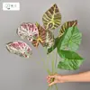 Planta Verde Simulada Taro, Arrurruz, Hoja de Tortuga, Decoración para Hogar Interior Bodas, Paisajismo con Hojas, Muro de Plantas, Accesorios para Arreglos Florales