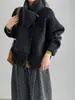Abrigo de Lana Doble Cara Estilo Coreano, Suave y Elegante, con Bufanda para Mujer, Sensación de Alta Gama, Abrigo de Lana Petite A610